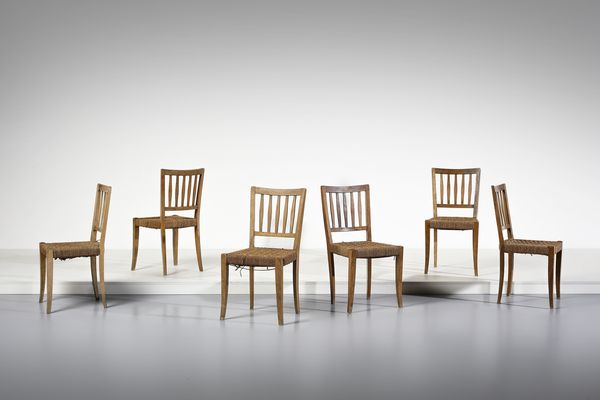 Guglielmo Pecorini : Sei sedie.  - Asta Asta 503 | DESIGN E ARTI DECORATIVE DEL NOVECENTO Virtuale - Associazione Nazionale - Case d'Asta italiane