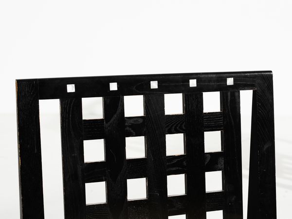 MANIFATTURA ITALIANA : Quattro sedie ispirate al mod. 325 D.S.4 di Charles Rennie Mackintosh .  - Asta Asta 503 | DESIGN E ARTI DECORATIVE DEL NOVECENTO Virtuale - Associazione Nazionale - Case d'Asta italiane