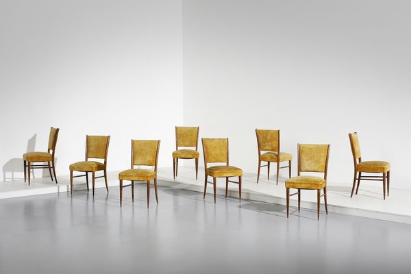 PAOLO BUFFA : Otto sedie, esecuzione Serafino Arrighi, Cant�.  - Asta Asta 503 | DESIGN E ARTI DECORATIVE DEL NOVECENTO Virtuale - Associazione Nazionale - Case d'Asta italiane