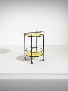 MANIFATTURA ITALIANA - Carrello portavivande con portabottiglie e vassoi rimovibili.