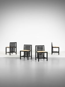 MANIFATTURA ITALIANA - Quattro sedie ispirate al mod. 325 D.S.4 di Charles Rennie Mackintosh .