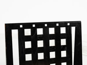 MANIFATTURA ITALIANA : Quattro sedie ispirate al mod. 325 D.S.4 di Charles Rennie Mackintosh .  - Asta Asta 503 | DESIGN E ARTI DECORATIVE DEL NOVECENTO Virtuale - Associazione Nazionale - Case d'Asta italiane