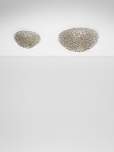 Archimede Seguso - Due lampade a plafone decorate con fiori, Murano.