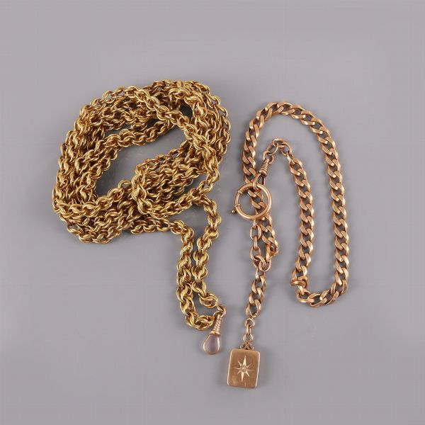 DUE CATENE PER OROLOGIO DA TASCA  - Asta GIOIELLI DEL CUORE - Associazione Nazionale - Case d'Asta italiane