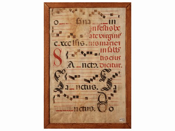 Due pagine di antifonario in pergamena  - Asta Due case fiorentine - Associazione Nazionale - Case d'Asta italiane