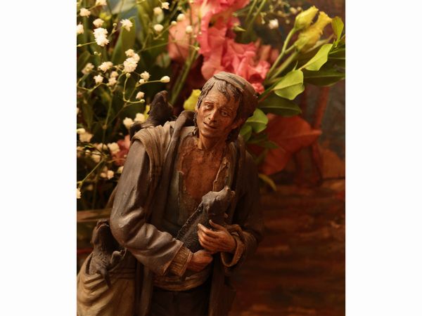 Figura da presepe in gesso policromo  - Asta Due case fiorentine - Associazione Nazionale - Case d'Asta italiane