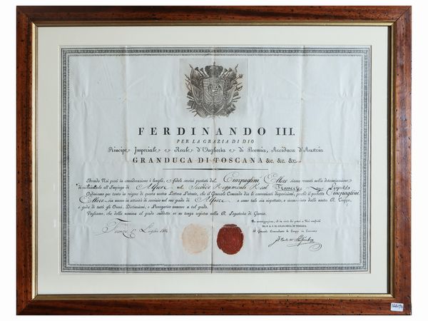 Ferdinando III [...] Granduca di Toscana  - Asta Due case fiorentine - Associazione Nazionale - Case d'Asta italiane