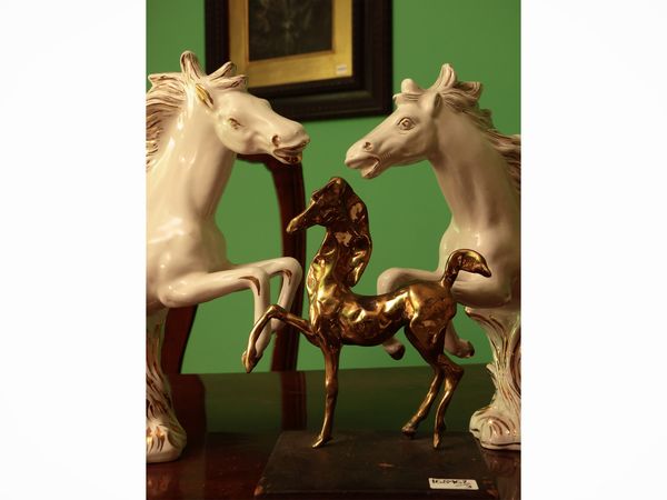 Coppia di figure in ceramica, Alfa, Manifattura di Sesto Fiorentino  - Asta Due case fiorentine - Associazione Nazionale - Case d'Asta italiane