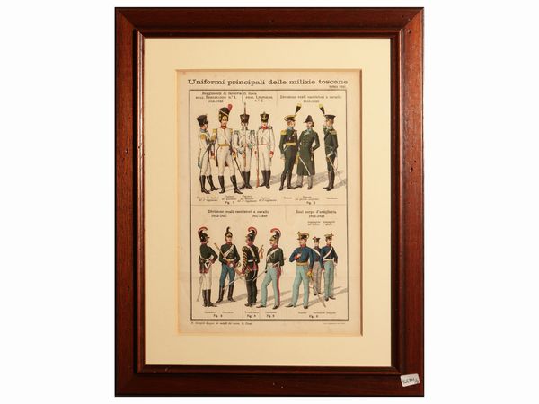 Militaria: Uniformi principali delle milizie toscane - tavv XVII/XVIII/XIX  - Asta Due case fiorentine - Associazione Nazionale - Case d'Asta italiane