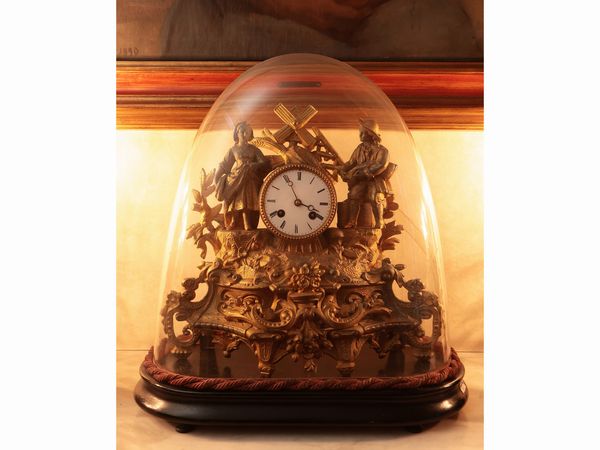 Orologio da tavolo in antimonio dorato  - Asta Due case fiorentine - Associazione Nazionale - Case d'Asta italiane