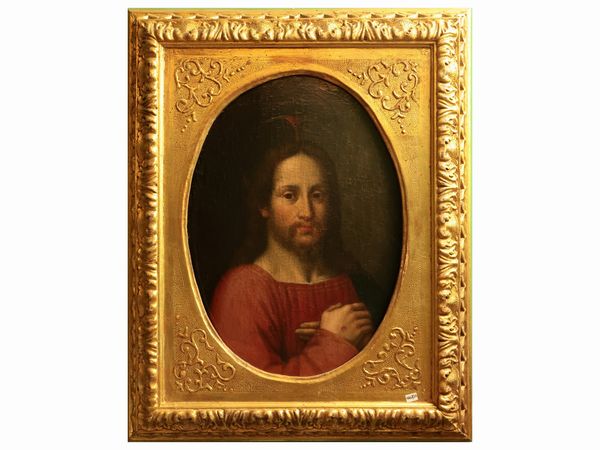 Scuola italiana del XVII secolo : Da Andrea del Sarto, Ges Cristo  - Asta Due case fiorentine - Associazione Nazionale - Case d'Asta italiane
