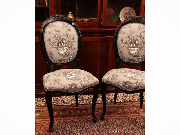 Serie di quattro sedie in legno intagliato ed ebanizzato  - Asta Due case fiorentine - Associazione Nazionale - Case d'Asta italiane