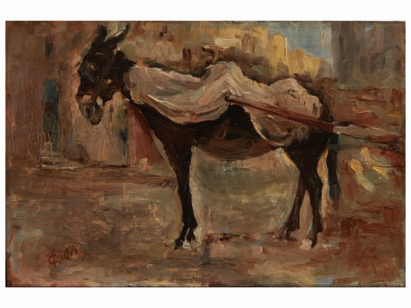 Scuola toscana della fine del XIX/inizio del XX secolo : Asinello  - Asta Due case fiorentine - Associazione Nazionale - Case d'Asta italiane