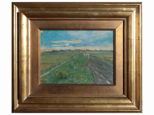 Luigi Gioli : Paesaggio campestre  - Asta Due case fiorentine - Associazione Nazionale - Case d'Asta italiane