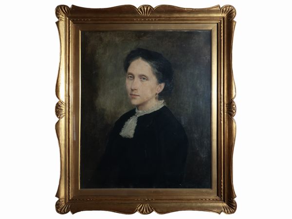 Scuola italiana della fine del XIX secolo : Ritratto di Gentildonna  - Asta Due case fiorentine - Associazione Nazionale - Case d'Asta italiane