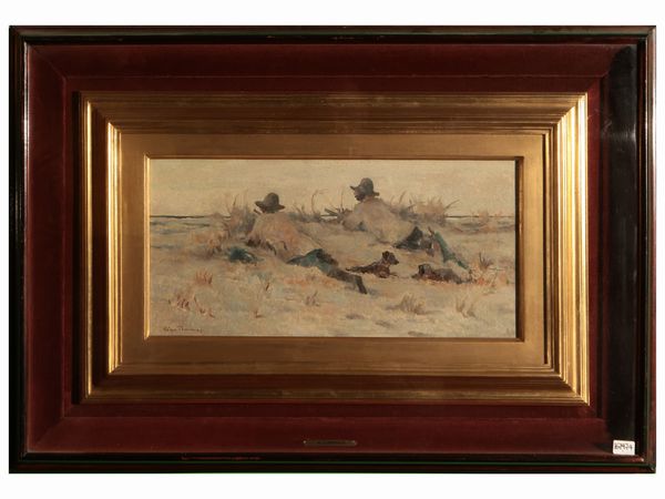 Ghigo Tommasi : All'aspetta - Caccia a Capalbio  - Asta Due case fiorentine - Associazione Nazionale - Case d'Asta italiane