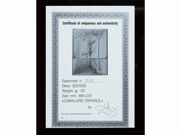 Salvador Dalì : Caballero espanol 1977  - Asta Due case fiorentine - Associazione Nazionale - Case d'Asta italiane