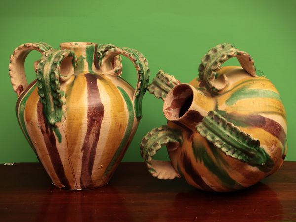 Coppia di vasi in terracotta popolare  - Asta Due case fiorentine - Associazione Nazionale - Case d'Asta italiane