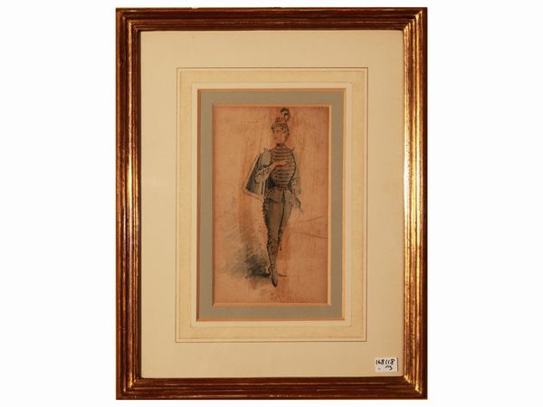 Figura in costume storico  - Asta Due case fiorentine - Associazione Nazionale - Case d'Asta italiane