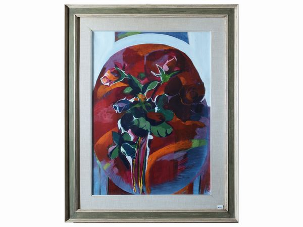 Fernando Farulli : Composizione con fiori  - Asta Due case fiorentine - Associazione Nazionale - Case d'Asta italiane