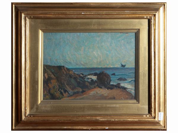 Mario Puccini : Scogliera sul mare  - Asta Due case fiorentine - Associazione Nazionale - Case d'Asta italiane