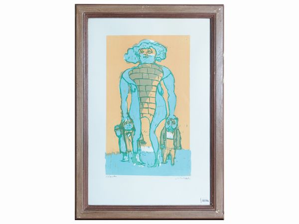 MINO MACCARI : Composizione con tre figure  - Asta Due case fiorentine - Associazione Nazionale - Case d'Asta italiane