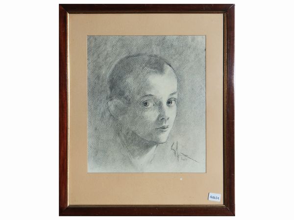 Enrico Sacchetti : Ritratto di fanciullo 1941  - Asta Due case fiorentine - Associazione Nazionale - Case d'Asta italiane