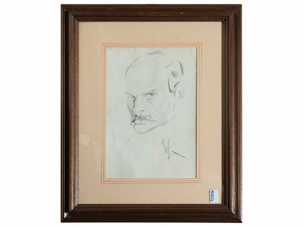 Enrico Sacchetti : Ritratto di uomo con baffi  - Asta Due case fiorentine - Associazione Nazionale - Case d'Asta italiane