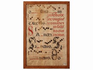 Due pagine di antifonario in pergamena  - Asta Due case fiorentine - Associazione Nazionale - Case d'Asta italiane