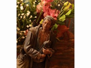 Figura da presepe in gesso policromo  - Asta Due case fiorentine - Associazione Nazionale - Case d'Asta italiane