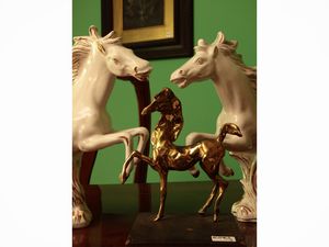 Coppia di figure in ceramica, Alfa, Manifattura di Sesto Fiorentino  - Asta Due case fiorentine - Associazione Nazionale - Case d'Asta italiane