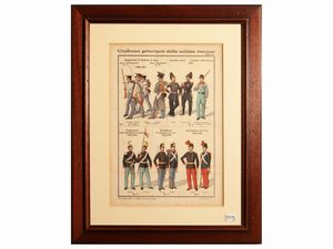 Militaria: Uniformi principali delle milizie toscane - tavv XVII/XVIII/XIX  - Asta Due case fiorentine - Associazione Nazionale - Case d'Asta italiane