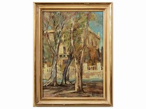 BRUNO ROSAI - Scorcio con alberi 1960