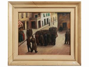 Arrigo Dreoni - Scorcio cittadino con figure