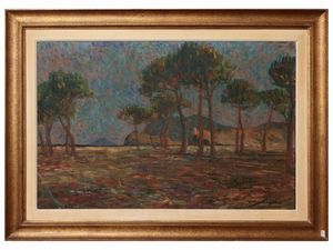 Vittorio Nomellini - Scorcio dell'Isola d'Elba con Montecristo sullo sfondo