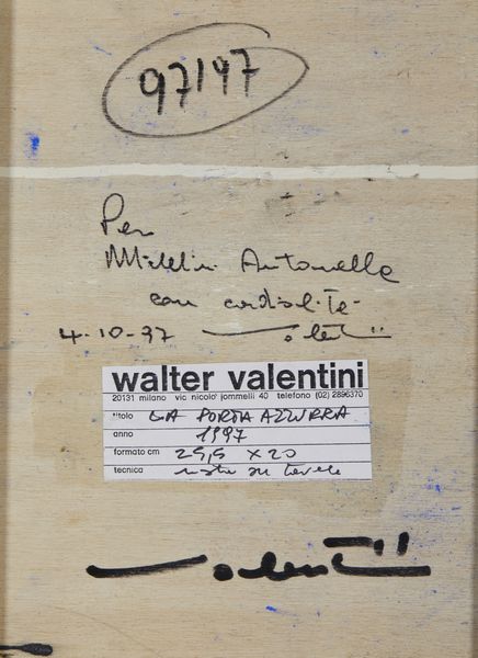 VALENTINI WALTER (1928 - 2022) : LA PORTA AZZURRA  - Asta Asta 504 | ARTE MODERNA E CONTEMPORANEA Online - Associazione Nazionale - Case d'Asta italiane