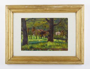 DOTTORI GERARDO (1884 - 1977) : PAESAGGIO (BOSCO CON CASOLARI)  - Asta Asta 504 | ARTE MODERNA E CONTEMPORANEA Online - Associazione Nazionale - Case d'Asta italiane