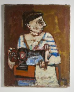 PAJETTA GUIDO PAOLO (1898 - 1987) : FIGURA (LA SARTINA SI DISTRAE)  - Asta Asta 504 | ARTE MODERNA E CONTEMPORANEA Online - Associazione Nazionale - Case d'Asta italiane