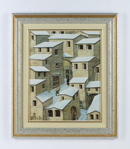 PROIETTI NORBERTO (1927 - 2009) : SCENA DI PAESE  - Asta Asta 504 | ARTE MODERNA E CONTEMPORANEA Online - Associazione Nazionale - Case d'Asta italiane