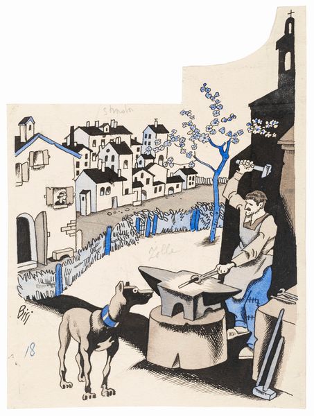 Carlo Bisi : Il maniscalco  - Asta Maestri del Fumetto: Collezione Oliva - Associazione Nazionale - Case d'Asta italiane