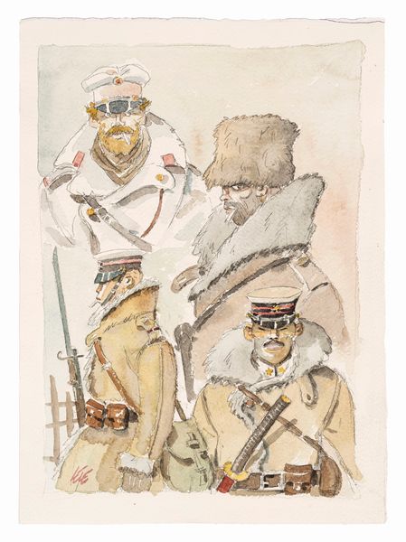 Lele Vianello : Soldati della guerra russo-giapponese  - Asta Maestri del Fumetto: Collezione Oliva - Associazione Nazionale - Case d'Asta italiane