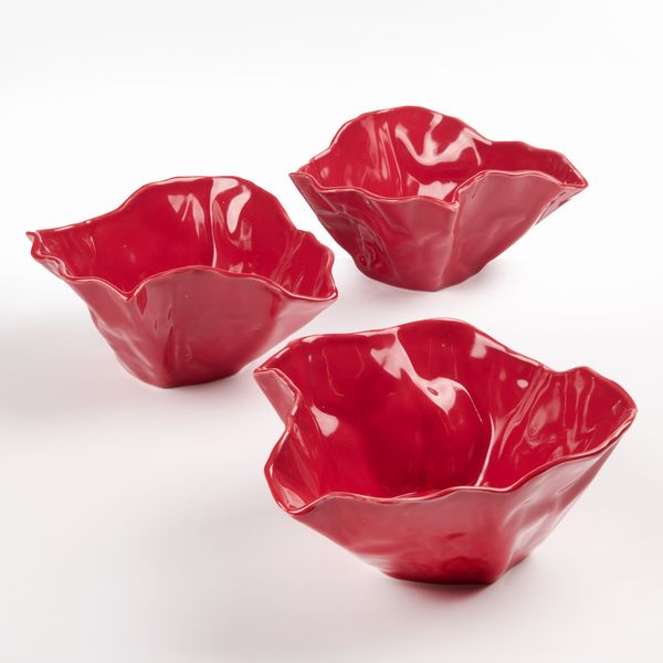 Tre ciotole in ceramica rossa  - Asta LA CASA DELL'ARCHITETTO Asta di Design - Associazione Nazionale - Case d'Asta italiane