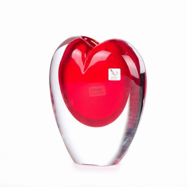 Formia vaso in vetro rosso e incolore di forte spessore  - Asta LA CASA DELL'ARCHITETTO Asta di Design - Associazione Nazionale - Case d'Asta italiane
