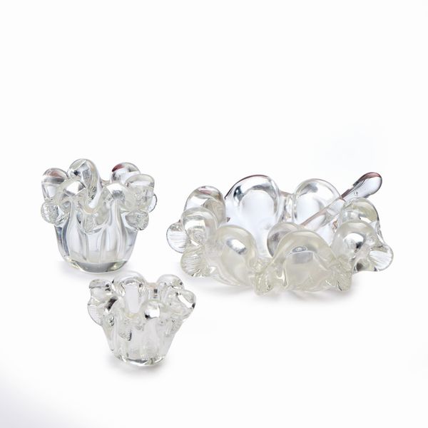 Tre vasetti in vetro trasparente incolore  - Asta LA CASA DELL'ARCHITETTO Asta di Design - Associazione Nazionale - Case d'Asta italiane