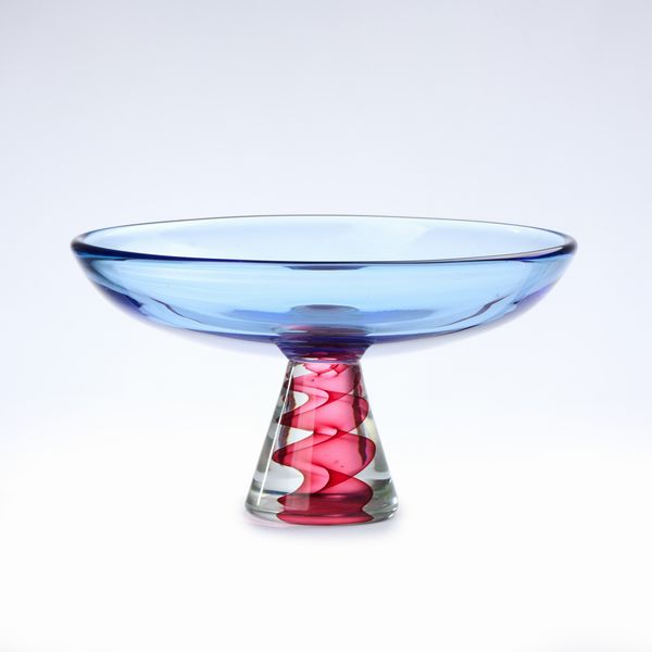 Alzata in vetro trasparente colorato e incolore  - Asta LA CASA DELL'ARCHITETTO Asta di Design - Associazione Nazionale - Case d'Asta italiane