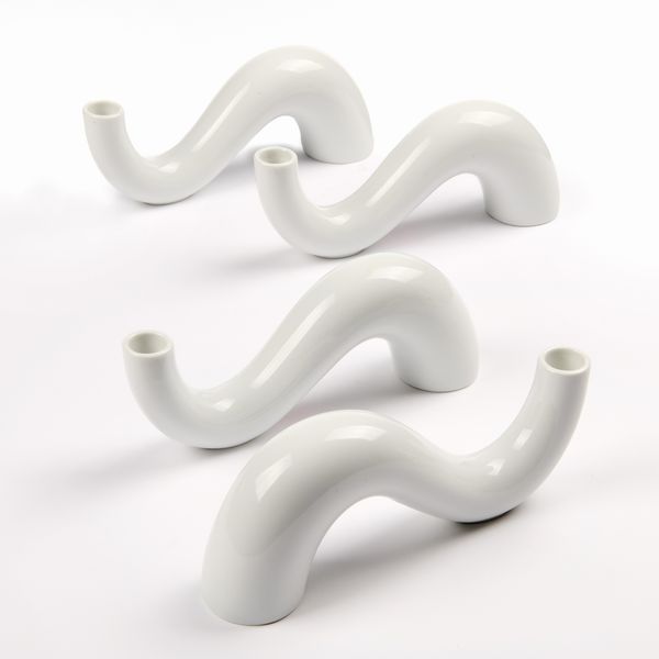 Rosenthal Studio-Line quattro portacandele in porcellana bianca  - Asta LA CASA DELL'ARCHITETTO Asta di Design - Associazione Nazionale - Case d'Asta italiane