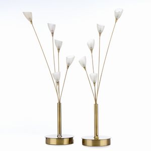 Coppia di lampade da tavolo in metallo e vetro  - Asta LA CASA DELL'ARCHITETTO Asta di Design - Associazione Nazionale - Case d'Asta italiane