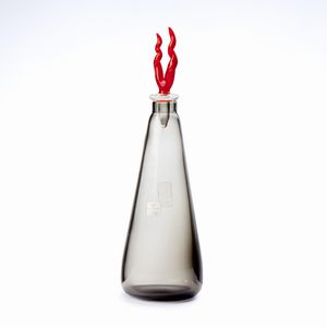 Marcello Furlan - Bottiglia con tappo in vetro fum e rosso