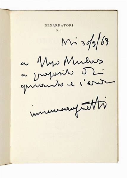 Vincenzo Agnetti : Obsoleto.  - Asta Libri, autografi e manoscritti - Associazione Nazionale - Case d'Asta italiane