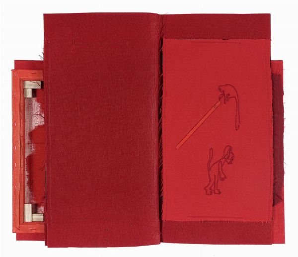 ANNA LAURA LONGO : Oblungo Rosso - Con incorporazione di tela.  - Asta Libri, autografi e manoscritti - Associazione Nazionale - Case d'Asta italiane